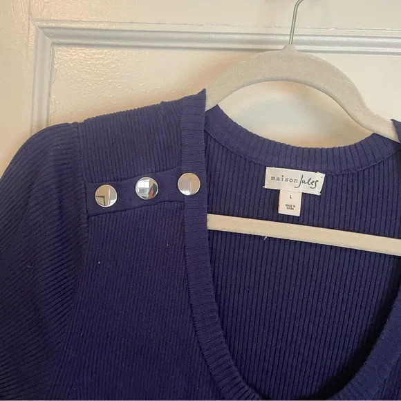 Maison Jules Womens Ribbed Sweater Dress with Buttons - size L - Picture 7 of 11